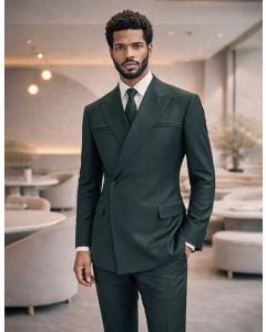 Statement Men's Outlet 2 Piece Modern Fit Double Breasted Suit - Sleek Finish
