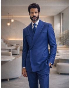 Statement Men's Outlet 2 Piece Modern Fit Double Breasted Suit - Sleek Finish