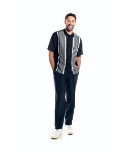 Silversilk Men's 2 Piece Short Sleeve Walking Suit - Mini Circles