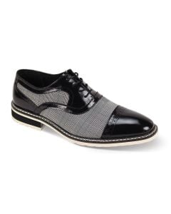 CCO Men's Leather Dress Shoe - Plaid Accent Panel
