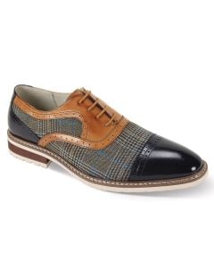 CCO Men's Leather Dress Shoe - Plaid Accent Panel