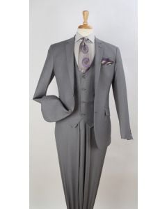 Royal Diamond Men's 3 Piece Slim Fit Fashion Suit - Low Cut Vest