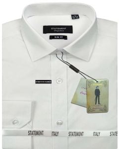 Statement Men's Outlet Long Sleeve 100% Cotton Shirt - Slim Fit Dress Shirt