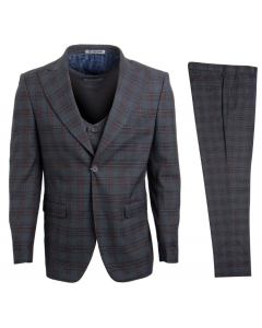 Stacy Adams Men's 3 Piece Executive Slim Suit -  Glen Plaid