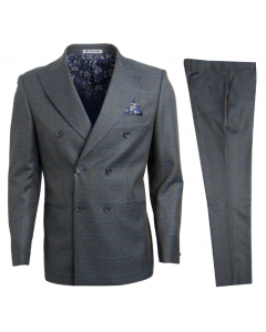 Stacy Adams Men's 3 Piece Double Breasted Suit - Glen Check