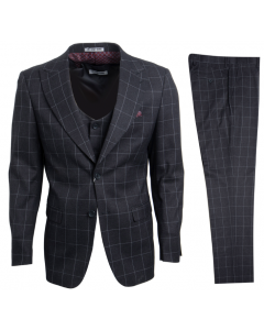 Stacy Adams Men's 3 Piece Executive Slim Suit - Sharp Windowpane