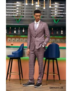CCO Men's Outlet 3 Piece Hybrid Suit - Single Breasted Windowpane