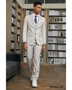 Stacy Adams Men's 3 Piece Hybrid Suit - Solid Color