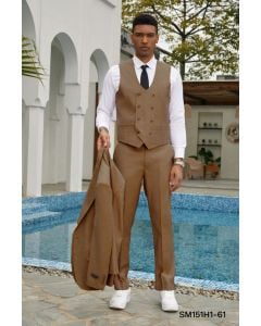 Stacy Adams Men's 3 Piece Hybrid Suit - Double Breasted Vest