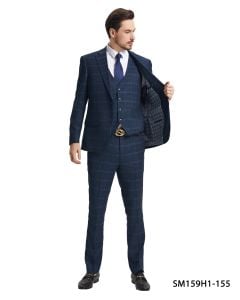 Stacy Adams Men's 3 Piece Hybrid Fit Suit - Bold Plaid