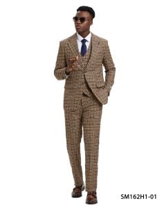 Stacy Adams Men's 3 Piece Hybrid Fit Suit - Vibrant Plaid