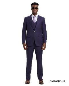 CCO Men's Outlet 3 Piece Windowpane Hybrid Suit - Double Breasted Vest