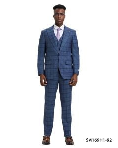 CCO Men's Outlet 3 Piece Hybrid Suit - Sharp Windowpane