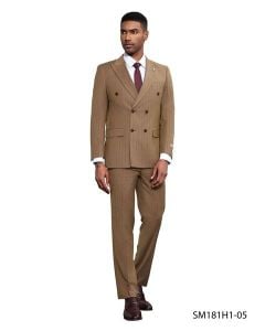 Stacy Adams Men's 2 Piece Pinstripe Hybrid Fit Suit - Double Breasted