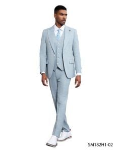 Stacy Adams Men's 3 Piece Windowpane Suit - Hybrid Fit 