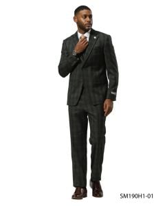 Stacy Adams Men's 3 Piece Hybrid Fit Suit - Glen Plaid