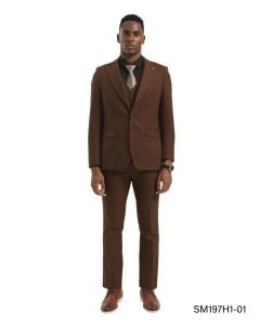 CCO Men's Outlet 3 Piece Hybrid Fit Checkered Plaid Suit - Expandable Waistband