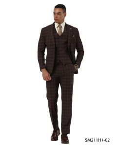 CCO Men's Outlet 3 Piece Glen Check Suit - Hybrid Fit
