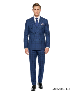 Blue Suit Double Breasted Suits Mens Plaid Suits