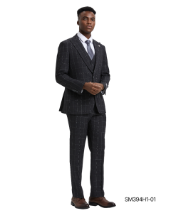 Stacy Adams Men's 3 Piece Hybrid Suit - Sleek Windowpane