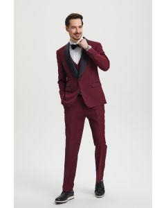 Stacy Adams Men's 3 Piece Tuxedo - Shawl Lapel