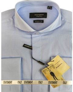 Statement Men's Long Sleeve 100% Cotton Shirt - Spread Collar