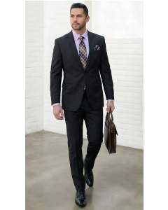 Statement Men's Outlet 2 Piece 100% Wool Modern Fit Suit - Solid Colors