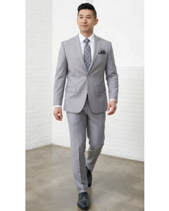 Statement Men's Outlet 2 Piece 100% Wool Modern Fit Suit - Solid Colors