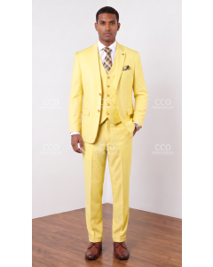 Statement Men's Outlet 100% Wool 3 Piece Suit - Solid Colors