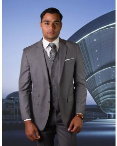Statement Men's Outlet 3 Piece 100% Wool Suit - Tailored Fit