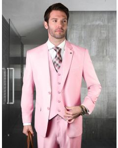 Statement Men's Outlet 100% Wool 3 Piece Suit - Solid Colors