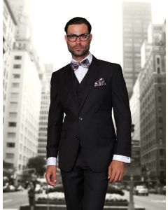 Statement Men's Outlet 100% Wool 3 Piece Suit - Solid Colors