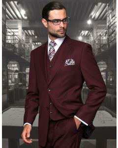 Statement Men's 100% Wool 3 Piece Suit - Solid Colors