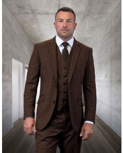 Statement Men's Outlet 100% Wool 3 Piece Suit - Plaid Fashion