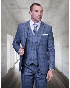 Statement Men's 100% Wool 3 Piece Suit - Plaid Fashion