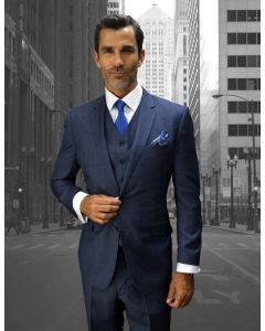 Statement Men's Outlet 100% Wool 3 Piece Suit - Light Plaid