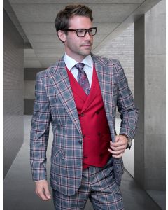 Statement Men's 100% Wool 3 Piece Suit - Unique Color Design