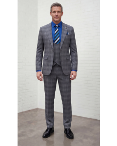 Grey Suit Slim Fit Suit for Men Super Stretch Fabric Machine Washable Adjustable Waistband