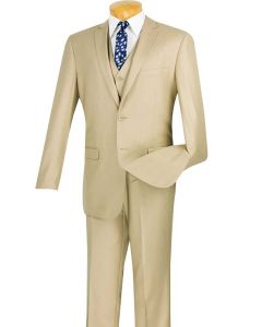 Vinci Men's Outlet 3 Piece Slim Fit Executive Style Suit - Flat Front Pants