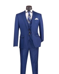 CCO Men's Outlet 3 Piece Slim Fit Executive Style Suit - Flat Front Pants