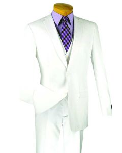 Vinci Men's Outlet 3 Piece Slim Fit Executive Style Suit - Flat Front Pants