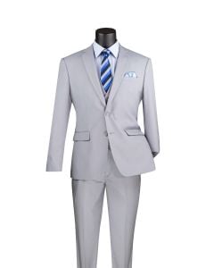 Vinci Men's 3 Piece Slim Fit Executive Style Suit - with Flat Front Pants