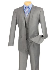 CCO Men's Outlet 3 Piece Slim Fit Executive Style Suit - Flat Front Pants