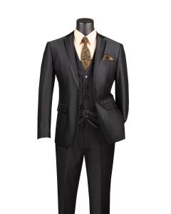 CCO Men's Outlet 3 Piece Slim Fit Suit - Sleek Sharkskin