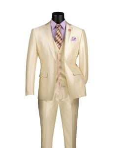 CCO Men's Outlet 3 Piece Slim Fit Suit - Sleek Sharkskin