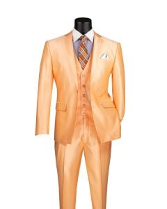 Vinci Men's Outlet 3 Piece Slim Fit Suit - Sleek Sharkskin