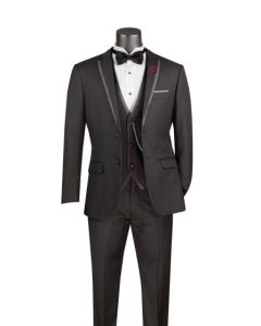 CCO Men's 3 Piece Slim Fit Outlet Suit - Lapel Accent
