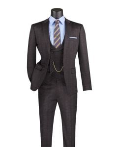 Vinci Men's 3 Piece Slim Fit Suit - Double Breasted Vest