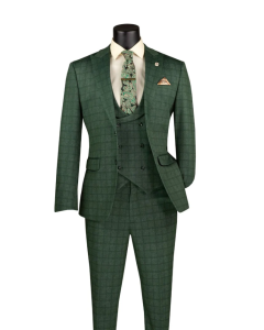 CCO Men's Outlet 3 Piece Slim Fit Suit - Double Breasted Vest