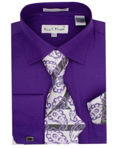 Karl Knox Men's French Cuff Shirt Set - Hollow Jacquard